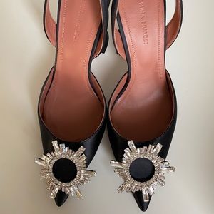 Amina Muaddi Begum satin heels.